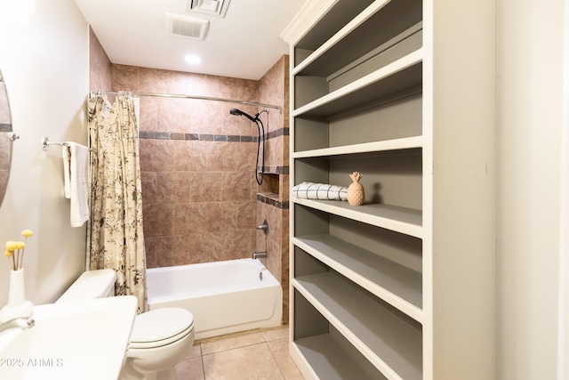 1330 E Monte Vista Rd, Phoenix, AZ 85006 - full bathroom with toilet, tile patterned flooring, and shower / bath combination with curtain