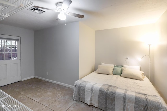 1330 E Monte Vista Rd, Phoenix, AZ 85006 - bedroom with light tile patterned flooring, ceiling fan, and baseboards