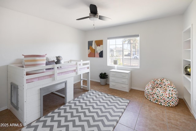 1330 E Monte Vista Rd, Phoenix, AZ 85006 - tiled bedroom with a ceiling fan