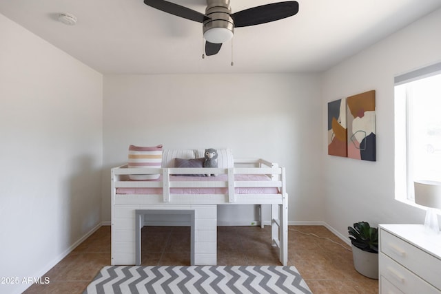 1330 E Monte Vista Rd, Phoenix, AZ 85006 - bedroom featuring tile patterned floors, baseboards, and ceiling fan