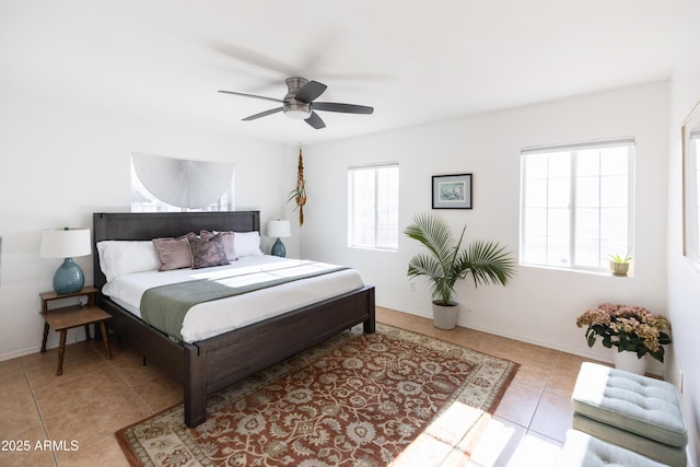 1330 E Monte Vista Rd, Phoenix, AZ 85006 - bedroom featuring tile patterned floors, a ceiling fan, and baseboards