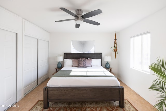 1330 E Monte Vista Rd, Phoenix, AZ 85006 - bedroom with light tile patterned flooring and a ceiling fan