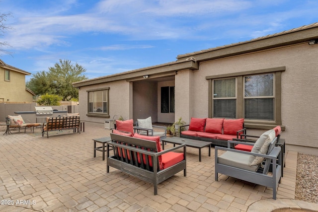 view of patio / terrace featuring an outdoor living space