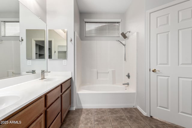 18719 E Pelican Ct, Queen Creek, AZ 85142 - full bath with double vanity, tile patterned floors, and bathing tub / shower combination