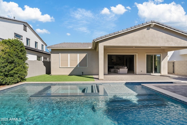 view of swimming pool featuring a patio