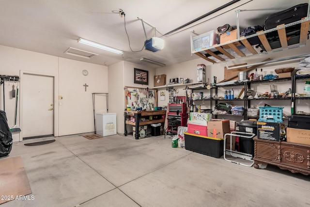 garage with a garage door opener