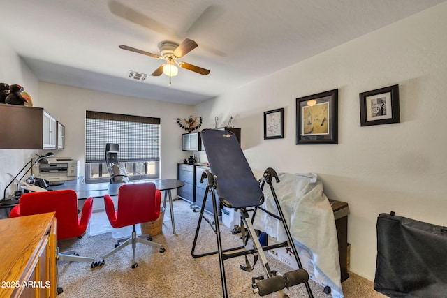 22201 E Vallejo St, Queen Creek, AZ 85142 - carpeted home office with a ceiling fan