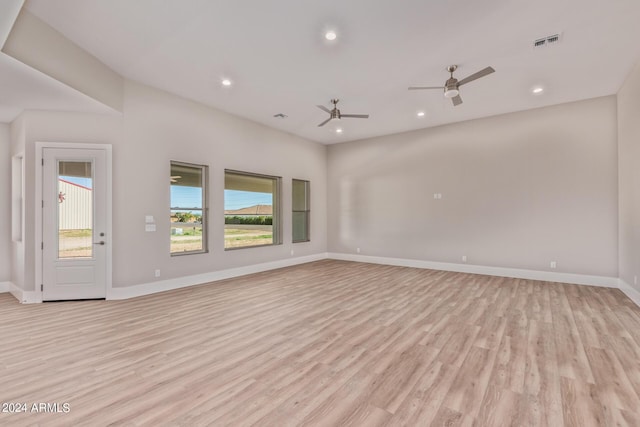 1229 N 106th Pl, Mesa, AZ 85207 - unfurnished living room featuring light wood-type flooring, baseboards, recessed lighting, and ceiling fan