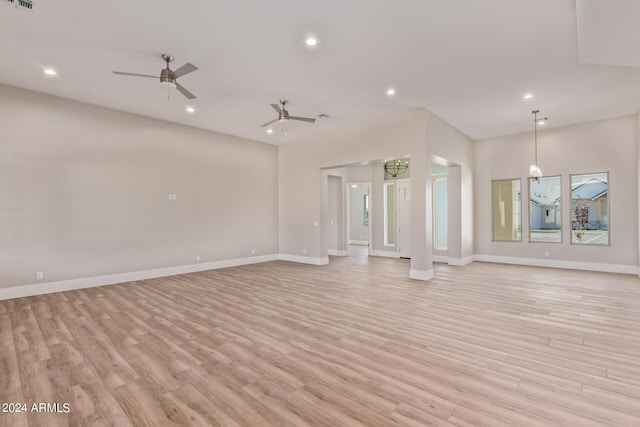 1229 N 106th Pl, Mesa, AZ 85207 - unfurnished living room featuring recessed lighting, light wood-type flooring, baseboards, and ceiling fan