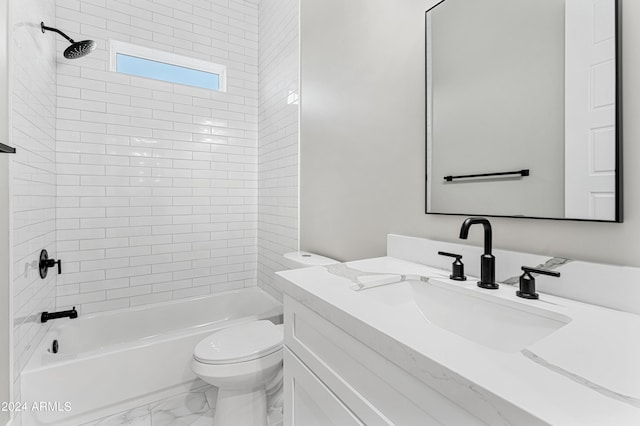 1229 N 106th Pl, Mesa, AZ 85207 - full bathroom with toilet, marble finish flooring, shower / bathtub combination, and vanity