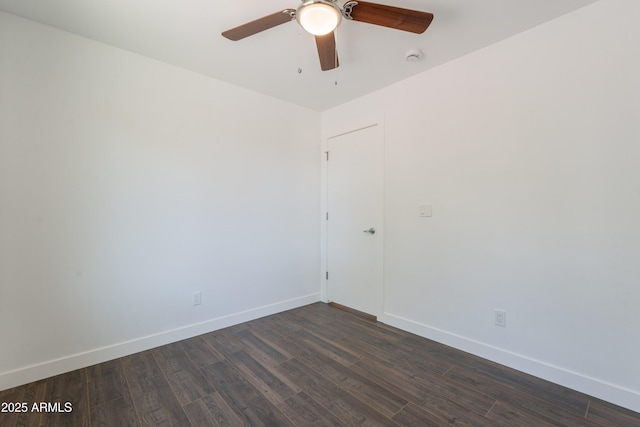 2818 E Villa Rita Dr, Phoenix, AZ 85032 - spare room featuring dark wood finished floors, ceiling fan, baseboards, and a smoke detector