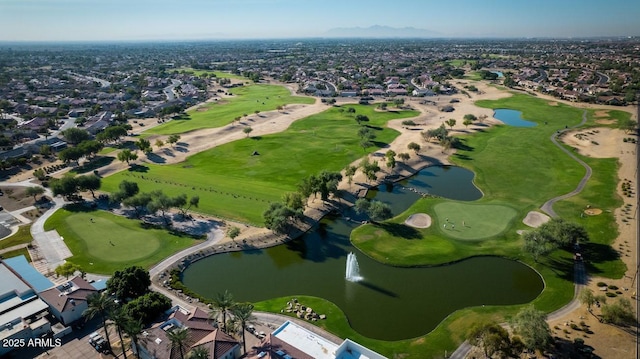 aerial view featuring a residential view and a water view