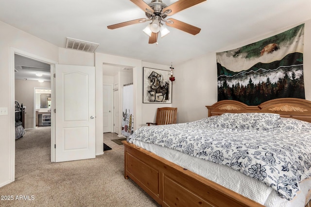 942 S Deerfield Ln, Gilbert, AZ 85296 - bedroom with light carpet and a ceiling fan