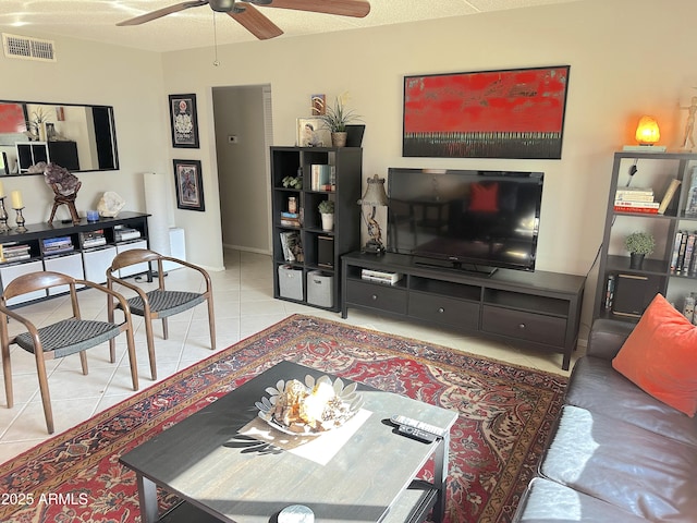 4201 E Camelback Rd Unit 51, Phoenix, AZ 85018 - living area with tile patterned flooring and a ceiling fan