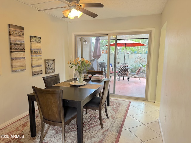 4201 E Camelback Rd Unit 51, Phoenix, AZ 85018 - dining space featuring a ceiling fan and light tile patterned flooring