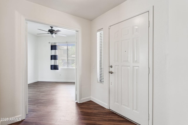 15252 N 100th St Unit 1147, Scottsdale, AZ 85260 - entryway featuring dark wood finished floors and ceiling fan