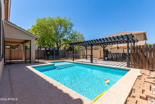 view of pool featuring a pergola and a patio area