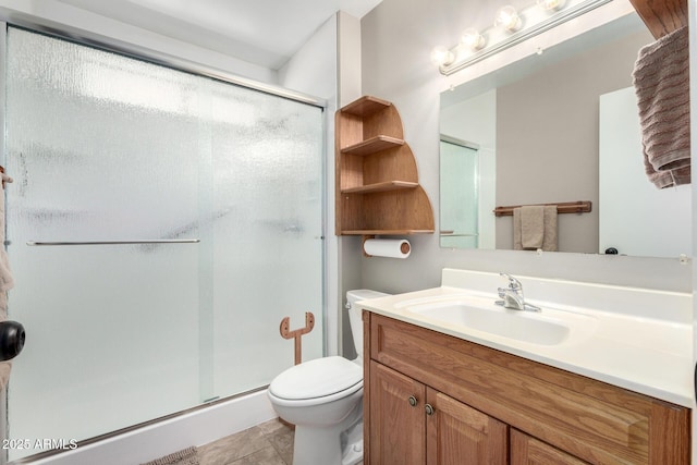 13842 N Tan Tara Dr, Sun City, AZ 85351 - bathroom featuring vanity, toilet, and a shower stall
