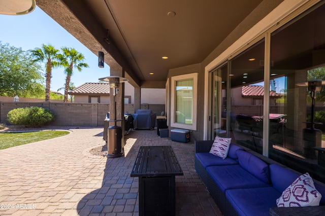 view of patio / terrace featuring an outdoor living space