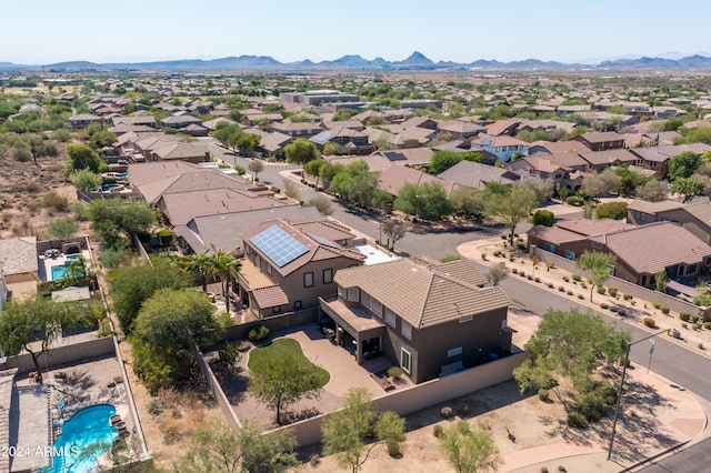 drone / aerial view with a mountain view