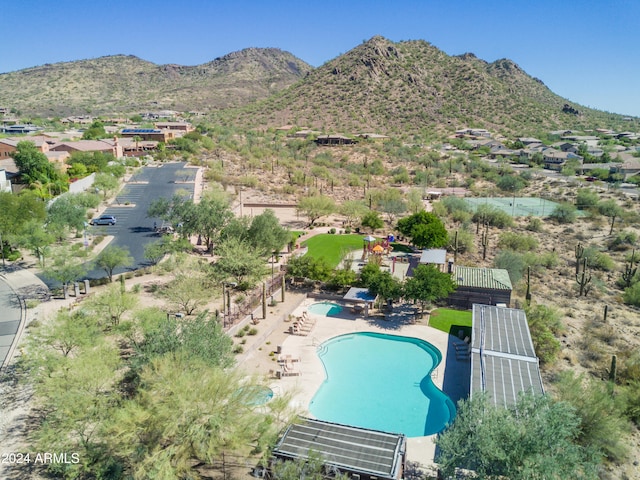 aerial view featuring a mountain view