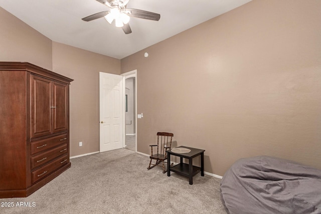 2945 E Clifton Ave, Gilbert, AZ 85295 - sitting room featuring a ceiling fan, light colored carpet, and baseboards