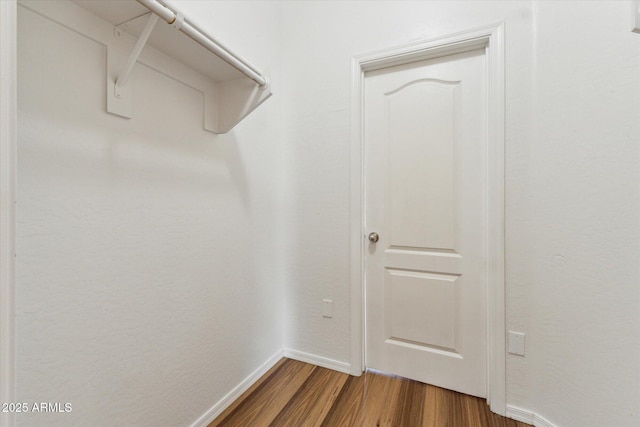 walk in closet featuring dark wood finished floors