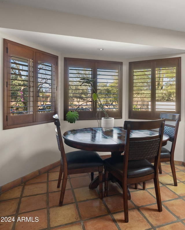 tiled dining area featuring a wealth of natural light