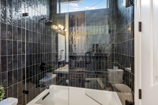 bathroom with a shower stall