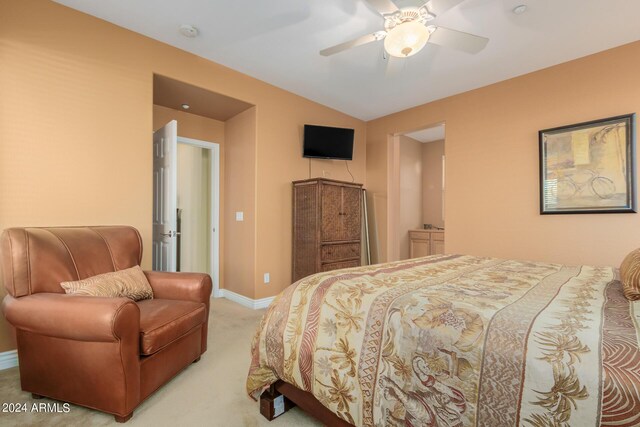 bedroom featuring ceiling fan and carpet floors