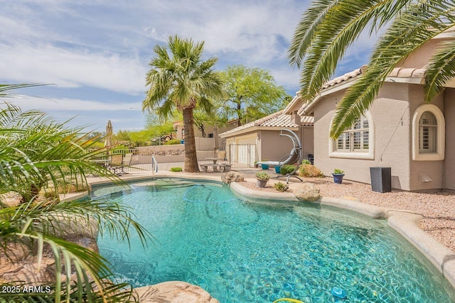 15746 E Sycamore Dr, Fountain Hills, AZ 85268 - view of pool featuring a patio, a fenced in pool, and fence