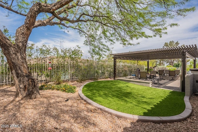 15746 E Sycamore Dr, Fountain Hills, AZ 85268 - view of yard featuring a pergola, a patio, and fence