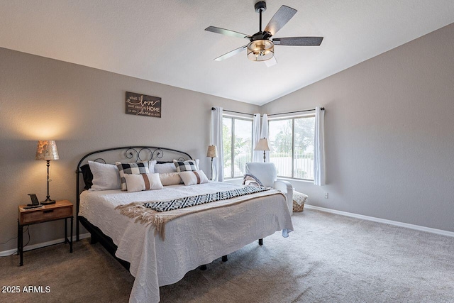 15746 E Sycamore Dr, Fountain Hills, AZ 85268 - carpeted bedroom featuring baseboards, a ceiling fan, and lofted ceiling