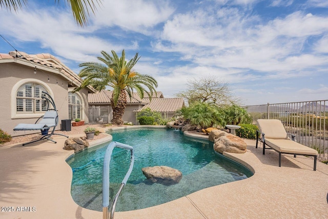 15746 E Sycamore Dr, Fountain Hills, AZ 85268 - view of pool featuring a patio, a fenced backyard, and a fenced in pool