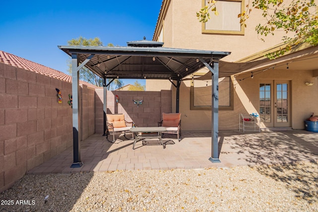 view of patio featuring a gazebo