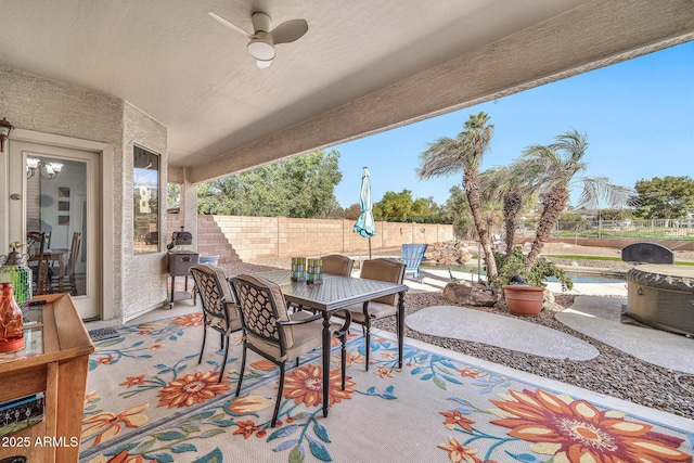 view of patio with ceiling fan