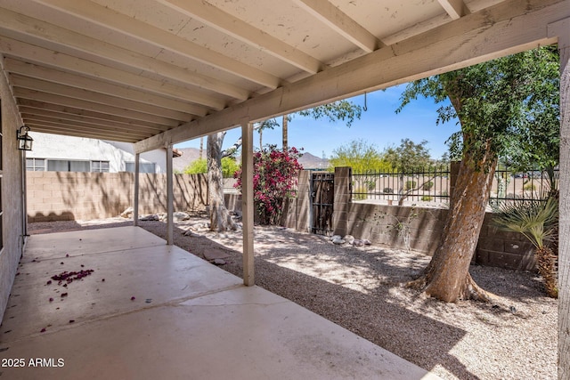 view of patio featuring a fenced backyard