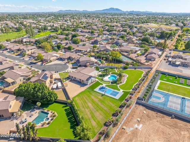 aerial view featuring a mountain view