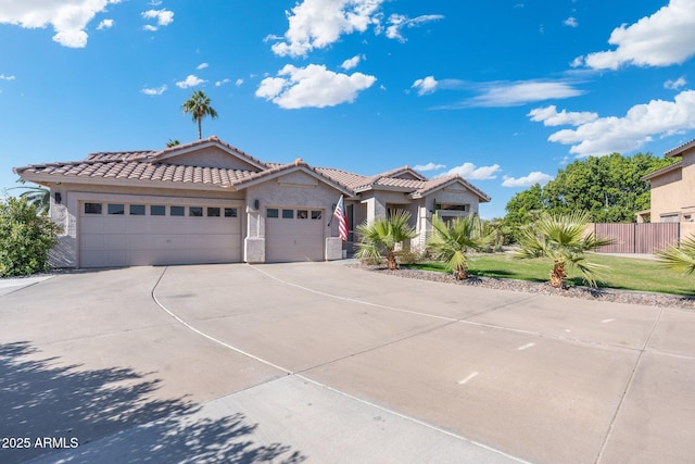 view of front of property with a garage