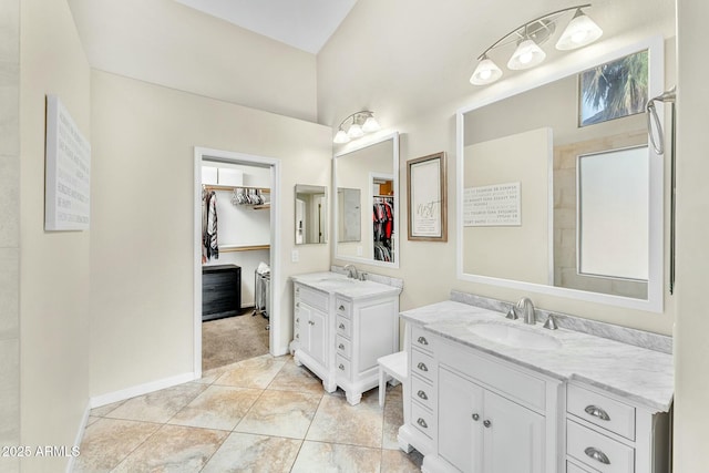 bathroom with vanity and tile patterned floors