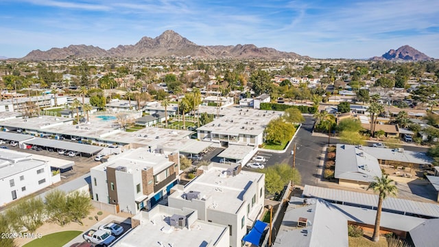 drone / aerial view with a mountain view