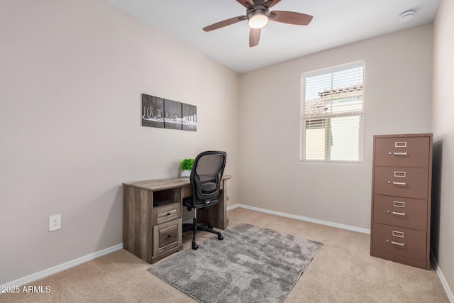 2631 S Sulley Dr Unit 104, Gilbert, AZ 85295 - home office with light carpet, a ceiling fan, and baseboards