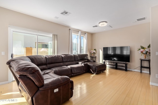 living room with light wood-type flooring