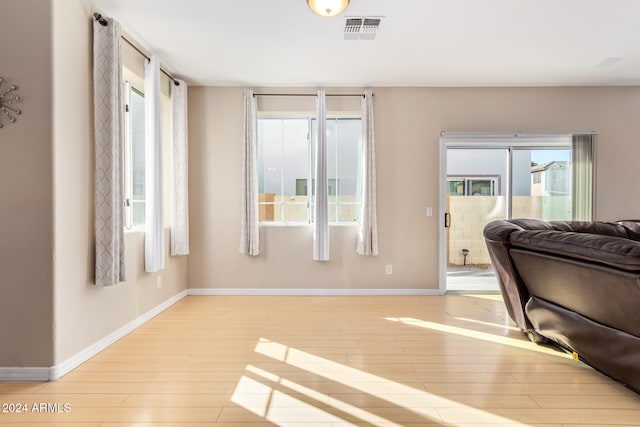 interior space with light hardwood / wood-style floors