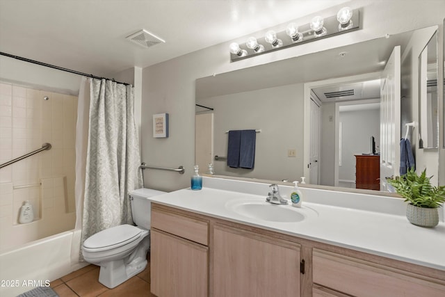 5751 N Kolb Rd Unit 7102, Tucson, AZ 85750 - bathroom with shower / tub combo, vanity, tile patterned floors, toilet, and visible vents
