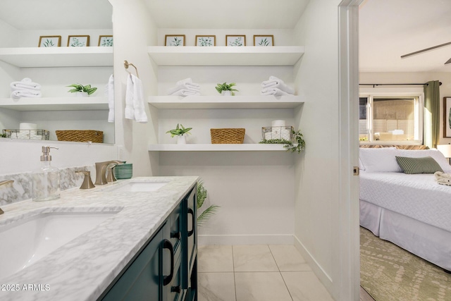 bathroom featuring vanity and tile patterned flooring