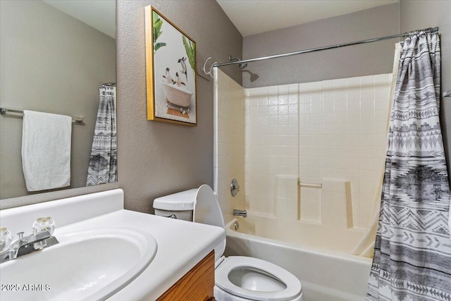 1057 E Silversmith Trl, San Tan Valley, AZ 85143 - full bathroom with shower / bath combo, a textured wall, and vanity