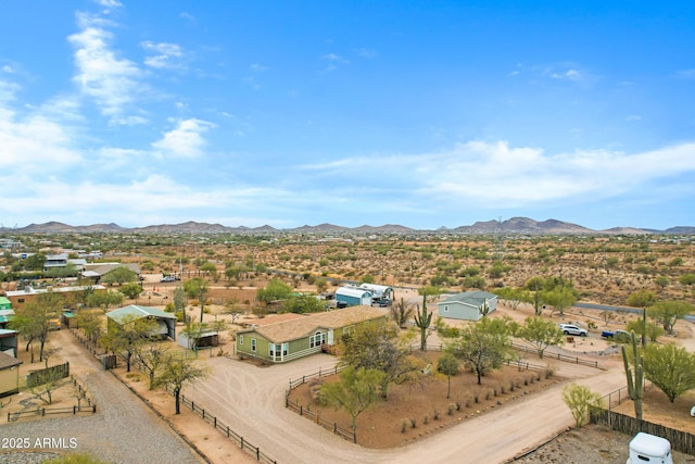 aerial view with a mountain view