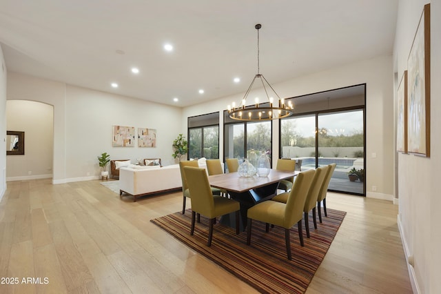 dining room featuring baseboards, a healthy amount of sunlight, and light wood-style floors