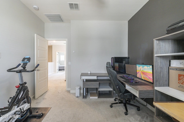 view of carpeted home office